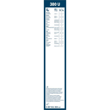 BOSCH | Wischerblatt U380 | TWIN-Standard | 3397011353