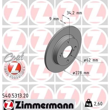 ZIMMERMANN Bremsscheibe 540.5313.20 Coat Z