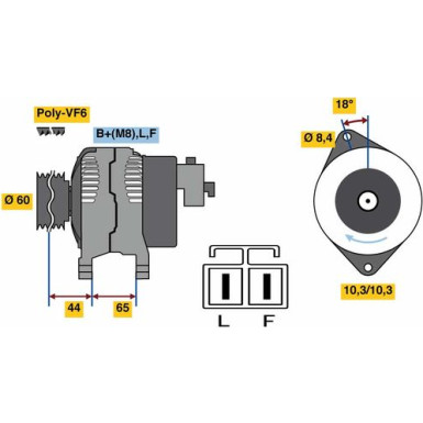 Lichtmaschine | OPEL Astra,Meriva,Combo,Corsa | 0 986 048 301