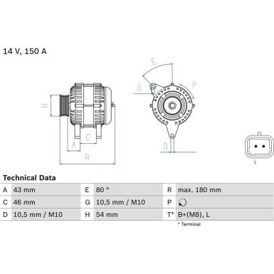 Lichtmaschine | CITROEN,PEUGEOT,FIAT,LANCIA | 0 986 046 240