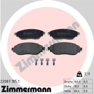 ZIMMERMANN Bremsbeläge | 22087.185.1