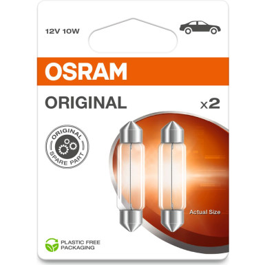 OSRAM 10W 12V SV8.5 43mm Soffitte Lang - 2er Blister Pack OSRAM 10W 12V SV8.5 43mm Soffitte Lang - 2er Blister Pack