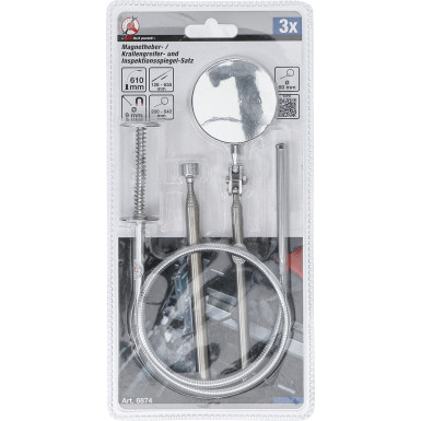 BGS Magnetheber- / Krallengreifer- und Inspektionsspiegel-Satz 3-tlg BGS Do it yourself 6874