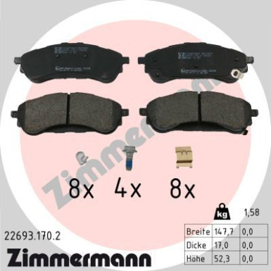 ZIMMERMANN Bremsbelagsatz, Scheibenbremse | 22693.170.2