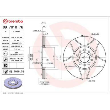 12 481 025M Bremsscheibe VA Brembo Max 09.7010.76 12 481 025M Bremsscheibe VA Brembo Max 09.7010.76