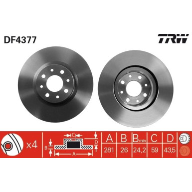 Bremsscheibe Fiat P. Bravo 08-/Stilo 01 DF4377 Bremsscheibe Fiat P. Bravo 08-/Stilo 01 DF4377