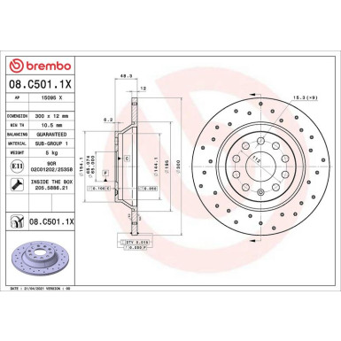 Bremsscheibe HA Brembo Xtra 08.C501.1X Bremsscheibe HA Brembo Xtra 08.C501.1X