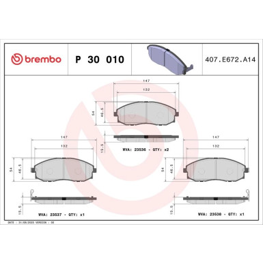 BREMBO Bremsklötze VA P 30 010 BREMBO Bremsklötze VA P 30 010