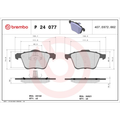 BREMBO Bremsklötze VA P 24 077 BREMBO Bremsklötze VA P 24 077