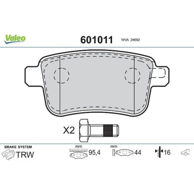 VALEO Bremsbeläge 601011 VALEO Bremsbeläge 601011