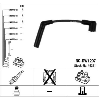 RC-DW1207 NGK - Zündkabelsatz CHEVROLET 0.8 05 44331