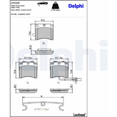 DELPHI Bremsbeläge LP1535 DELPHI Bremsbeläge LP1535
