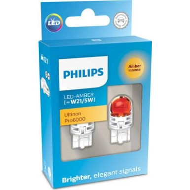 LED W21/5W 12V 2.5/0.5W Ultinon Pro6000 SI Amber Intense NOECE 2 Stück Philips Ultinon Pro6000 LED-SI 11066AU60X2