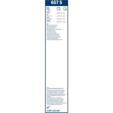 Bosch Wischerblatt 657S 3397118334 Bosch Wischerblatt 657S 3397118334