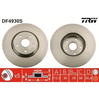 82 481 124 Bremsscheibe VA DF4930S 82 481 124 Bremsscheibe VA DF4930S