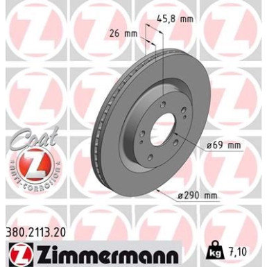 ZIMMERMANN Bremsscheibe 380.2113.20 ZIMMERMANN Bremsscheibe 380.2113.20