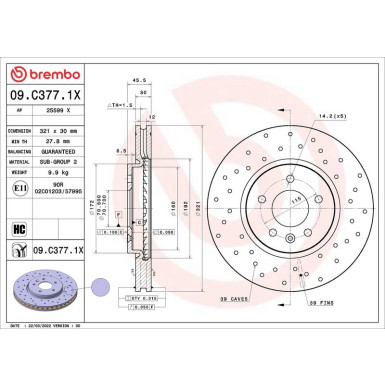 Bremsscheibe VA 09.C377.1X Bremsscheibe VA 09.C377.1X