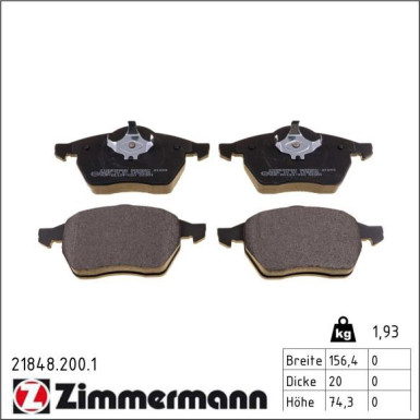 ZIMMERMANN Bremsbeläge 21848.200.1 ZIMMERMANN Bremsbeläge 21848.200.1