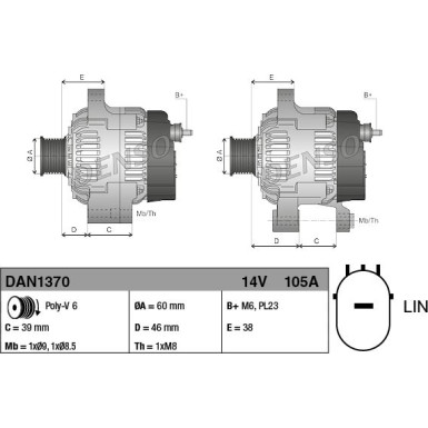 DENSO Generator DAN1370 DENSO Generator DAN1370
