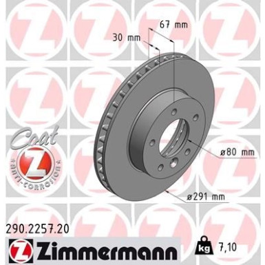 ZIMMERMANN Bremsscheibe 290.2257.20 Coat Z ZIMMERMANN Bremsscheibe 290.2257.20 Coat Z