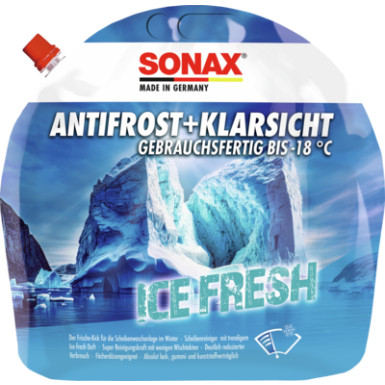 Sonax AntiFrost & KlarSicht Fertigmischung -18°C 3L Ice Fresh AntiFrost+KlarSicht bis -18 °C Ice-fresh 01334090 Sonax AntiFrost & KlarSicht Fertigmischung -18°C 3L Ice Fresh AntiFrost+KlarSicht bis -18 °C Ice-fresh 01334090