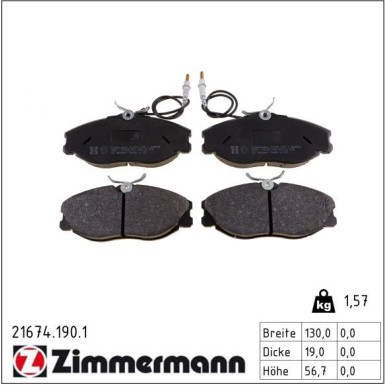 ZIMMERMANN Bremsbeläge 21674.190.1 ZIMMERMANN Bremsbeläge 21674.190.1