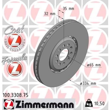 ZIMMERMANN Bremsscheibe 100.3308.75 Formula Z