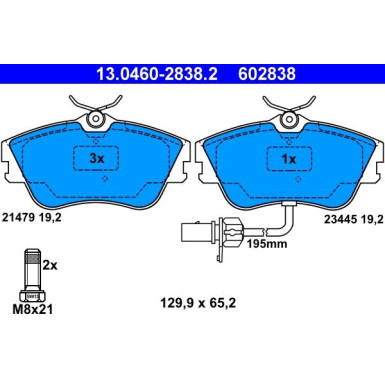 Bremsbelagsatz Vw P. T4 90-03 13.0460-2838.2 Bremsbelagsatz Vw P. T4 90-03 13.0460-2838.2