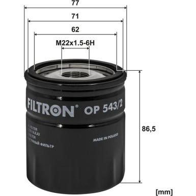 FILTRON Ölfilter OP543/2 FILTRON Ölfilter OP543/2