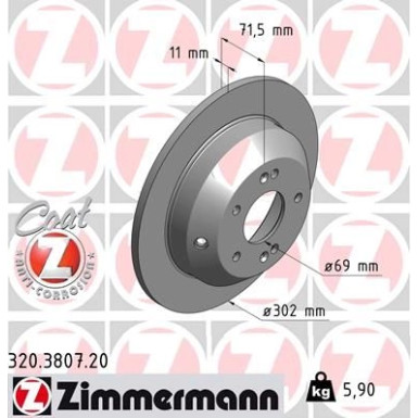 ZIMMERMANN Bremsscheibe 320.3807.20 ZIMMERMANN Bremsscheibe 320.3807.20