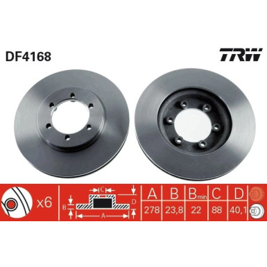 90 481 001 Bremsscheibe VA DF4168 90 481 001 Bremsscheibe VA DF4168