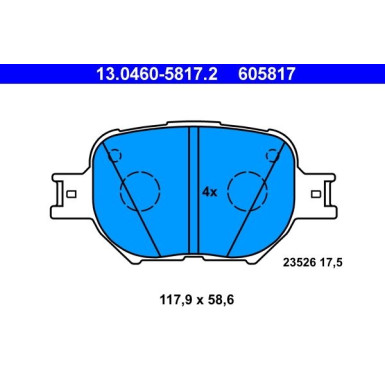 Bremsbelagsatz Toyota P. Celica/Corolla 1,8 16V/2,0 D-4D 99-07 13.0460-5817.2 Bremsbelagsatz Toyota P. Celica/Corolla 1,8 16V/2,0 D-4D 99-07 13.0460-5817.2