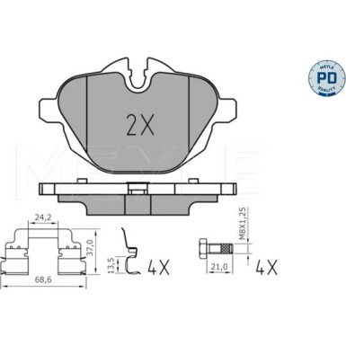 Bremsbelagsatz Bmw T. F10/F11 520-530 10-/F25 X3 10 MEYLE-PD: Advanced performance and design 025 245 6118/PD