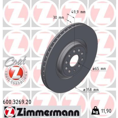 ZIMMERMANN Bremsscheibe 600.3269.20 ZIMMERMANN Bremsscheibe 600.3269.20