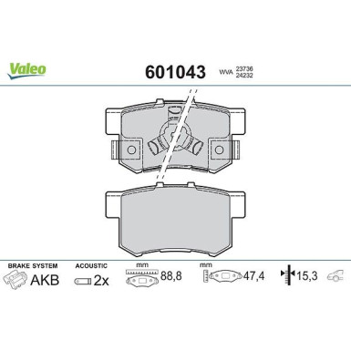 VALEO Bremsbeläge 601043