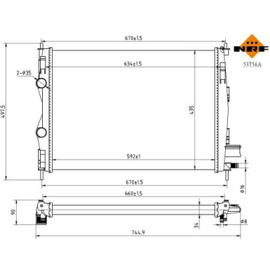 Kühler, Motorkühlung 53756A Kühler, Motorkühlung 53756A