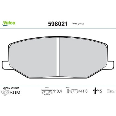 VALEO Bremsbeläge 598021 VALEO Bremsbeläge 598021