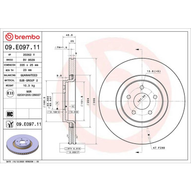 Bremsscheibe VA FORD Focus 10 PRIME LINE - UV Coated 09.E097.11 Bremsscheibe VA FORD Focus 10 PRIME LINE - UV Coated 09.E097.11