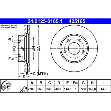 Bremsscheibe Mazda P. 3/5 1.4-2.0 03 24.0125-0165.1 Bremsscheibe Mazda P. 3/5 1.4-2.0 03 24.0125-0165.1