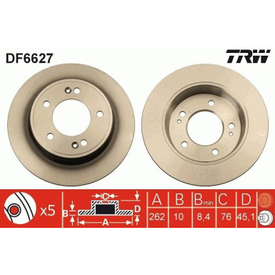80 482 022 Bremsscheibe HA DF6627 80 482 022 Bremsscheibe HA DF6627
