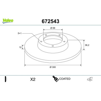 VALEO Bremsscheibe 672543 VALEO Bremsscheibe 672543