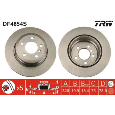 Bremsscheibe Bmw T. X5/X6 07 TRW SINGLE DF4854S Bremsscheibe Bmw T. X5/X6 07 TRW SINGLE DF4854S