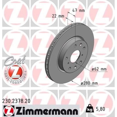 ZIMMERMANN Bremsscheibe 230.2378.20 Coat Z ZIMMERMANN Bremsscheibe 230.2378.20 Coat Z