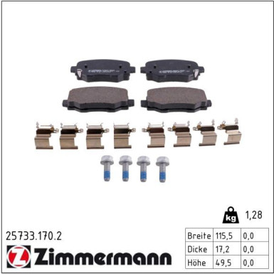 ZIMMERMANN Bremsbeläge 25733.170.2 ZIMMERMANN Bremsbeläge 25733.170.2