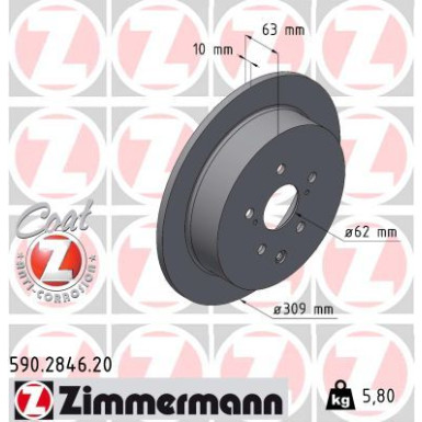 ZIMMERMANN Bremsscheibe 590.2846.20 ZIMMERMANN Bremsscheibe 590.2846.20