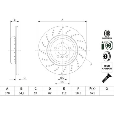 Bremsscheibe HA li 0 986 479 G12 Bremsscheibe HA li 0 986 479 G12