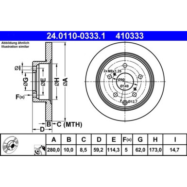 Bremsscheibe Toyota T. Avensis 2.2 D-4D 05-08 24.0110-0333.1