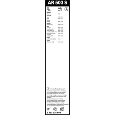 Bosch Scheibenwischer Aerotwin AR503S BOSCH AeroTwin 3397118993 Bosch Scheibenwischer Aerotwin AR503S BOSCH AeroTwin 3397118993