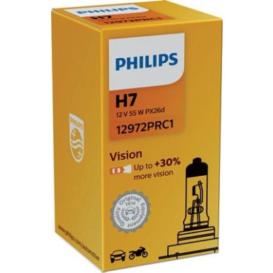 H7 12V 55W PX26d Vision +30% 1 Stück Philips 30% mehr Licht zum Standardpreis 12972PRC1