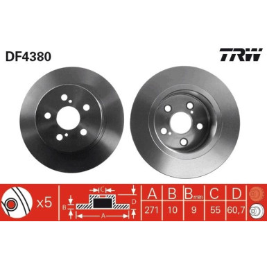 Bremsscheibe Toyota T. Avensis 99-03 DF4380